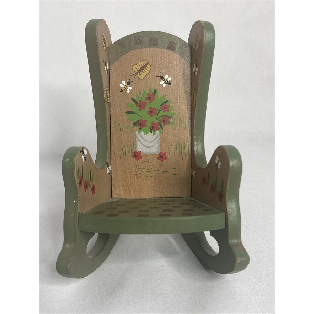 Hand Painted Wooden Doll Rocking Chair 6 Inch